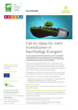 Call for ideas für mehr Investitionen in Nachhaltige Energien!