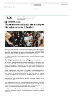 Islam in Deutschland: Ein Pl&auml;doyer f&uuml;r orientalische Offenheit