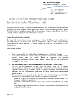 Handout f&uuml;r einen erfolgreichen Start