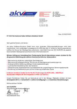 Graz, 22.08.2016/DI 27 S 63/16s Insolvenz Kplus Software.Solutions