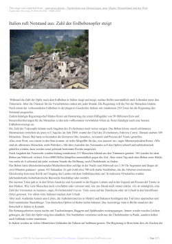 Italien ruft Notstand aus: Zahl der Erdbebenopfer - mm