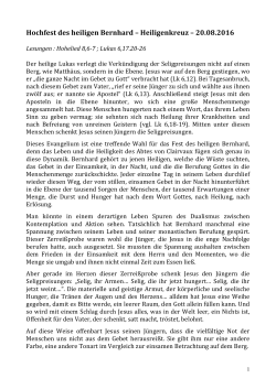 Hochfest des heiligen Bernhard &ndash; Heiligenkreuz