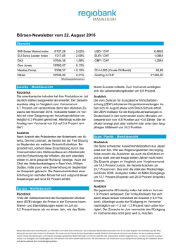 Börsen-Newsletter vom 22. August 2016