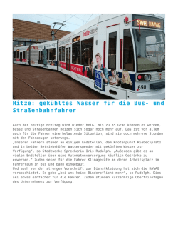 Hitze: gek&uuml;hltes Wasser f&uuml;r die Bus- und