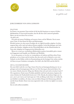 JUBIL&Auml;UMSREDE VON ANNA LEHMANN Im Namen vom