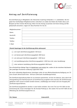 Zertifizierungsantrag - Deutscher Coaching Verband eV