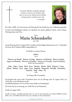 Maria Schiendorfer - Bestattung Lesiak