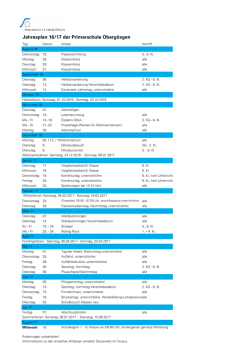 Jahresprogramm Primarschule 2016/17