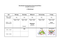 Stundenplan Kindergarten B Sunnematt Rikon Schuljahr 2016/2017