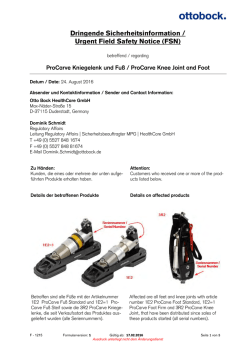 Dringende Sicherheitsinformation / Urgent Field Safety