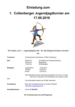 Einladung zum 1. Collenberger Jugendjagdturnier am 17.09.2016