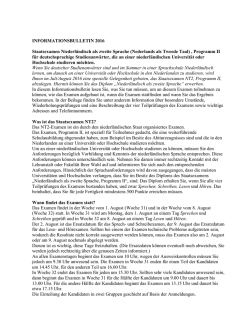 INFORMATIONSBULLETIN 2016 Staatsexamen Niederl&auml;ndisch als
