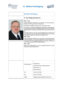 Dr. Wolfgang Endemann, Universit&auml;t Dortmund, Lehrstuhl
