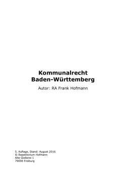 Skript Kommunalrecht Baden-W&uuml;rttemberg
