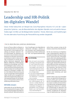 Leadership und HR-Politik im digitalen Wandel - KMU