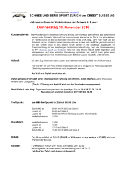 Donnerstag 10. November 2016 - Schnee und Berg Sport Zürich der