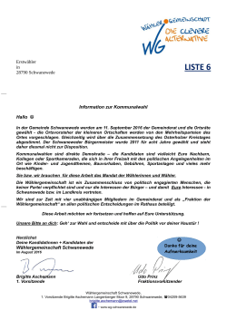 Unser Brief an die Erstwähler - Wählergemeinschaft Schwanewede