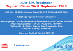 Auto-SPA Rossboden Tag der offenen Tür 3. September 2016