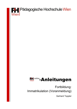 Anleitung zur Immatrikulation