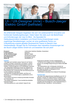 UI- / UX-Designer (m/w) – Busch-Jaeger Elektro GmbH
