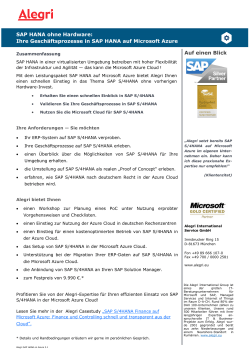 SAP HANA ohne Hardware: Ihre Geschäftsprozesse in SAP HANA