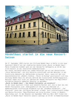 H&auml;ndelhaus startet in die neue Konzert-Saison