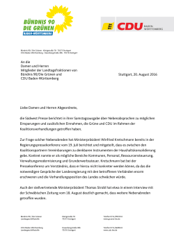 Brief von Winfried Kretschmann und Thomas Strobl an die