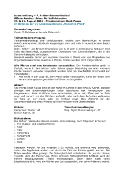 Ausschreibung Schau 2016 - Vollblutaraberfreunde Österreich