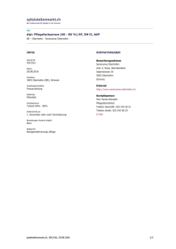 dipl. Pflegefachperson (60 - 80 %) HF, DN II, AKP
