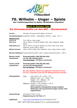 70. Wilhelm - Unger – Spiele - ART Düsseldorf Leichtathletik