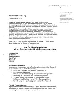 eine Sachbearbeiterin bzw. einen Sachbearbeiter f&uuml;r die