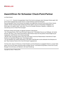 Award-Ehren für Schweizer Check-Point-Partner