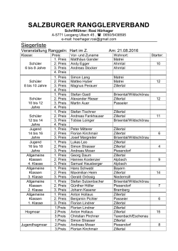 Ergebnisliste - Salzburger Rangglerverband