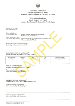 Page 1 Veterinary certification for the exportation of Birds from the