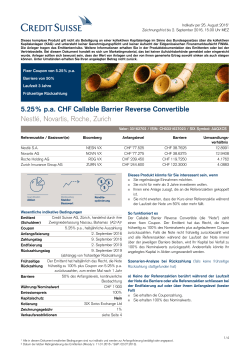 5.25% pa CHF Callable Barrier Reverse Convertible