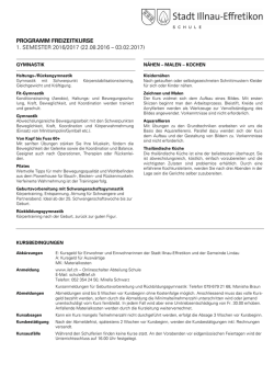 programm freizeitkurse 1. semester 2016/2017 (22.08.2016 – 03.02