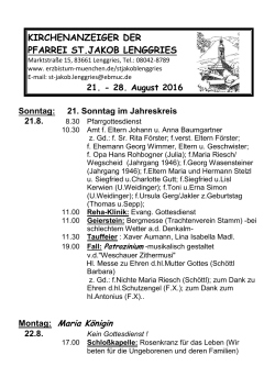 KIRCHENANZEIGER DER PFARREI ST.JAKOB LENGGRIES