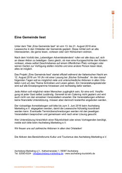 Eine Gemeinde liest - Tourist