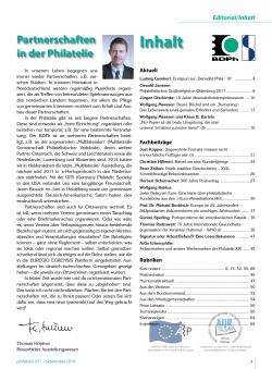 philatelie 471 - September 2016 - Bund deutscher Philatelisten eV