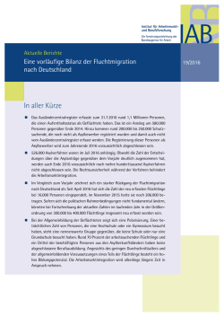Eine vorl&auml;ufige Bilanz der Fluchtmigration nach Deutschland