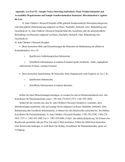 Diskriminierung verboten - St. Jude Children`s Research Hospital