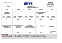 Guten Appetit - der Speiseplan vom ROSSI als - SOS