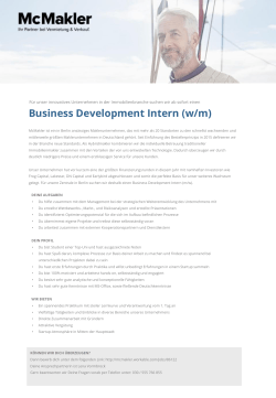 Business Development Intern (w/m)