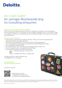 Ein sonniges Wochenende lang ins Consulting eintauchen