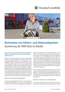 Rücknahme von Elektro - Deutsche Umwelthilfe eV