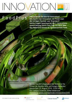 Innovation FoodPlus - Technologiezentrum Schwyz TZS
