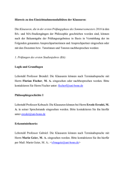 Hinweis zu den Einsichtnahmem&ouml;glichkeiten der Klausuren