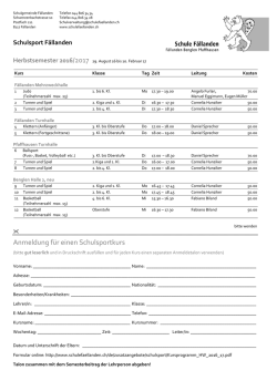 Anmeldung für einen Schulsportkurs 7