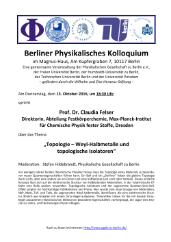 Berliner Physikalisches Kolloquium am 13.10.2016: Felser