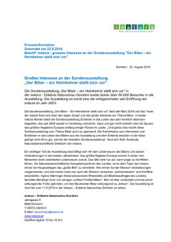 Gro&szlig;es Interesse an der Sonderausstellung &bdquo;Der Biber